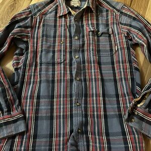 Burton Durable Goods Plaid Flannel Shirt Mens Large Multicolor Long Sleeve